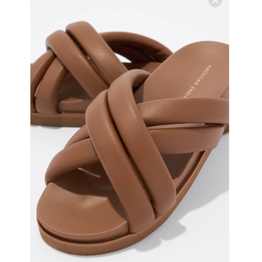 American Eagle Outfitters Brown Crisscross Slide Sandals - Picture 3 of 5